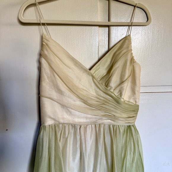 Kay Unger Yellow Green Silk Midi Dress Size 6 Fairycore - Picture 2 of 12